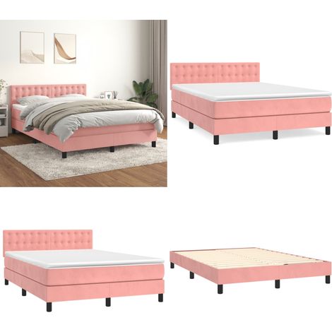 Sommier à lattes de lit avec matelas Rose 140x190 cm Velours - Lit Plateforme - Lit Double - Lit Velours - Lit Design - Literie - Home & Living (1/5)