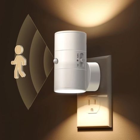 1 luz nocturna LED con enchufe, Luces nocturnas con enchufe, Blanco cálido 3000K, Luces nocturnas regulables para cocina, pasillo, Blanco (1/5)