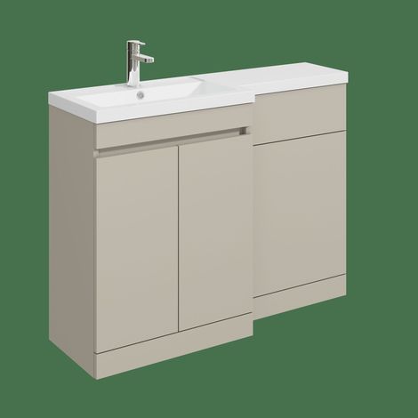Balterley Tean 1100mm Floor Standing Compact Unit with Left Hand Polymarble Basin - Pebble Grey