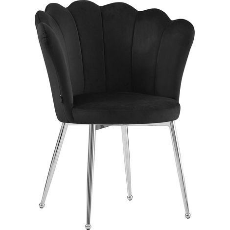 Lot de 2 chaises NYMPHEA pieds Chrome assise Velours Noir (1/3)