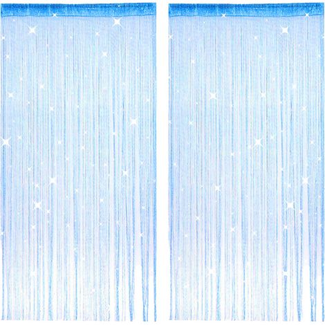 2 Pièces Rideau de Porte à Fils, Rideau Anti Mouches pour Porte Extérieur, Rideaux Fils Paillette, Rideaux Fils, Lavable, pour Maison, Patio, Chambre à Coucher, Mariage, Restaurant(Bleu, 100 x 200cm) (1/5)