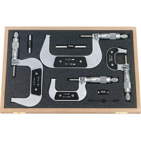 Set di Micrometri Helios Preisser 7 pezzi Argento 0-100 mm