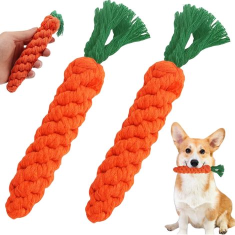 Jouets pour chiens - Jouets à mâcher Carotte - 2 pièces - 20 x 3 cm - En forme de carotte - Jouets pour chiots - Corde tressée - Jouets à mâcher (1/5)