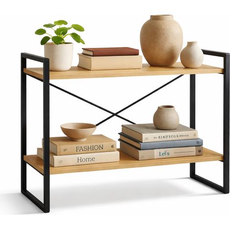 Scaffale moderno in ferro e legno 80x66cm per soggiorno