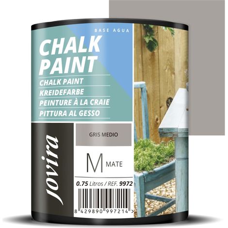 JOVIRA PINTURAS Chalk Paint 750 ml  Pittura al Gesso, Matte all' Aqua, Rinnova il tuo arredamento con creatività. (750 millilitri, Grigio Medio) F-29 (1/4)