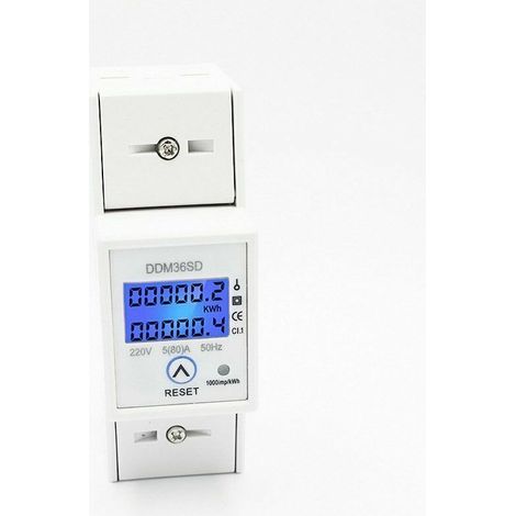 DDM36SD Energy Consumption Indicator, Single-Phase Resettable Multifunction Smart Meter with 50Hz LCD Backlit Display, White, 1 Piece (1/4)