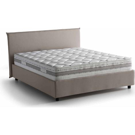 Talamo Italia Doppelbett Beata, Containerbett mit Stoffbespannung, 100% Made in Italy, Frontöffnung, inklusive Matratze Cm 140x190, Turteltaube