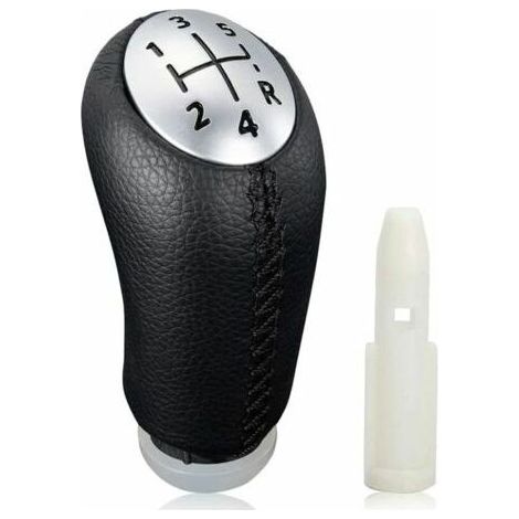 Pommeau de levier de vitesse manuel pour Renault Clio III 2005-09, Megane 2 Laguna 2003-09, cuir noir, avec adaptateur (1/5)