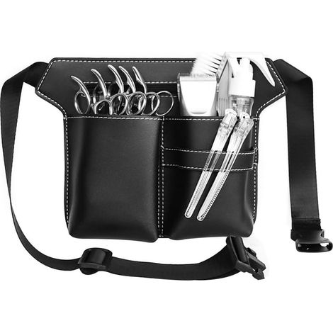 20x29cm Sac à Ciseaux Coiffure en Cuir Pochette Ceinture Coiffure Sac à Ciseaux de Barbier en Cuir Étui de Rangement d'Outils de Coiffure Sac de Rangement Coiffeur (1/4)