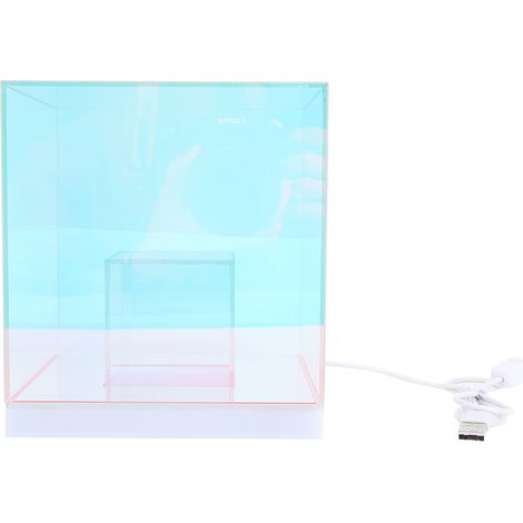 Lampe de table LED 3D Cube RGB multicolore transparente moderne USB carrée veilleuse pour chambre, salon ou salle de jeux (1/5)