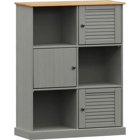 vidaXL Libreria VIGO 90x35x114,5 cm in Legno Massello di Pino Grigio (1/5)