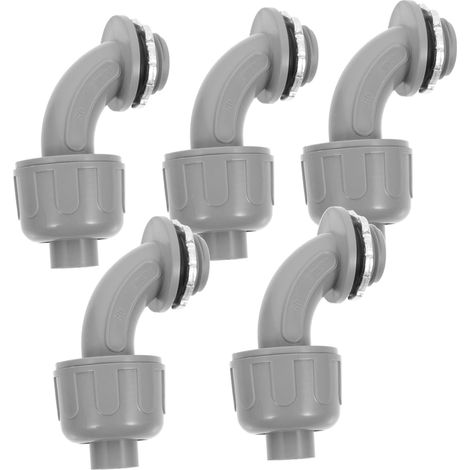 Raccord de Conduit Électrique en PVC à 90° 5 Pièces eur Étanche, Serrage Ajusté et Joint Sécurisé, pour Boîtiers Électroniques Extérieurs et Pompes (1/5)