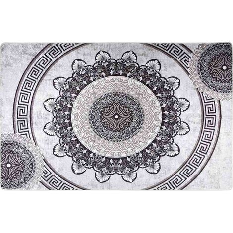 Maison Exclusive - Alfombra lavable negro y gris 160x230 cm (1/5)