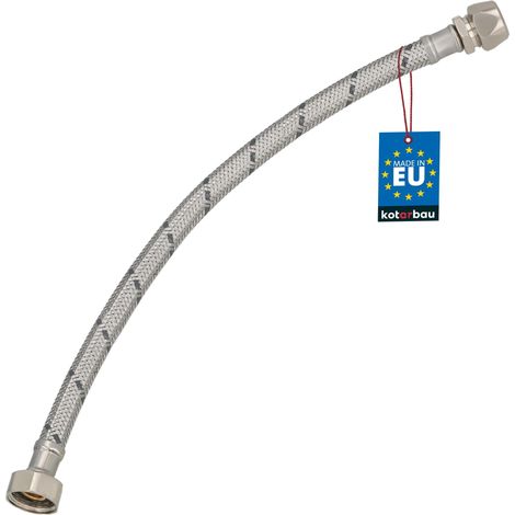 KOTARBAU® Flexible Robinet 1/2" x 3/8" - Tuyau Robinet Cuisine 40 cm - Écrou Tournant x Raccord à Sertir - Rallonge Robinet Cuisine Flexible - Tuyau Flexible Plomberie - Acier Inoxydable - Argent (1/4)