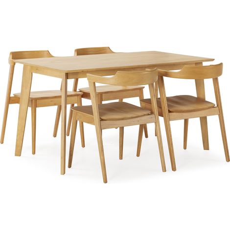 Juego de mesa 140x80 cm y 4 sillas de comedor Venus color Roble (1/5)