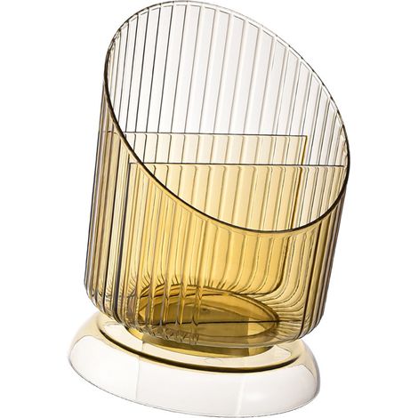 Runder, transparenter Make-up-Pinselhalter aus Kunststoff, Pinselorganizer mit Fach, ideal für Stifte und Bleistifte, goldfarben, Einheitsgröße (1/5)