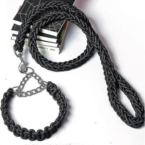 Collier tissé pour chien, idéal pour les promenades en extérieur, en cuir résistant aux chocs, en nylon à huit brins et cuir pour chien.