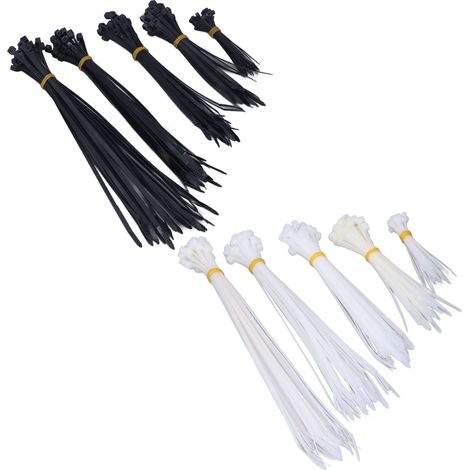 Packung mit 300 selbstsichernden Nylon-Kabelbindern, verschiedene elektrische Kabelbinder, für den Innen- und Außenbereich (1/5)