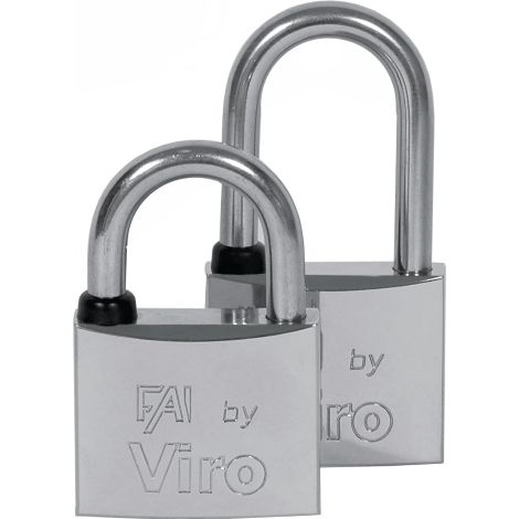 Cadenas Viro SA rie Fai Mare Arcolungo largeur 40mm corps en laiton massif arceau chromA  nickelA  poli acier inoxydable avec 2 clA s