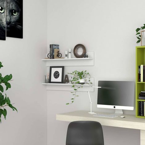 807333 vidaXL Wall Shelves 2 pcs White 80x11,5x18 cm Engineered Wood (1/5)