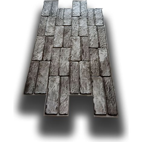 pacchi da 10 o 20 Pannelli 3D Rivestimento a parete in PVC effetto PIETRA GRIGIA DOPPIA 96x48cm Realistici, isolanti-Pacco da 10 pannelli 96x48cm