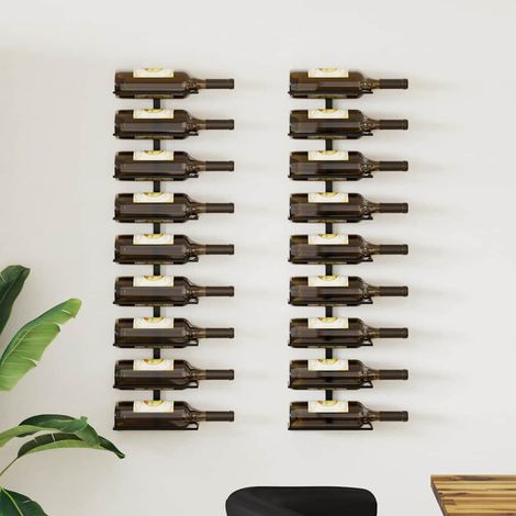 vidaXL Botelleros de pared para 18 botellas 2 unidades hierro negro (1/4)