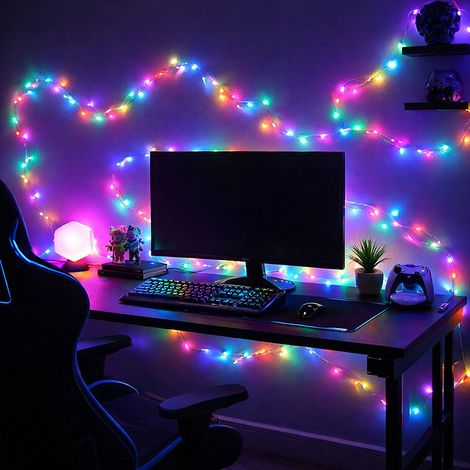 Ruban LED changeant de couleur Chaîne lumineuse USB éclairage décoratif multicolore RGB, 50x LED, L 500 cm, set de 2 pièces (1/5)