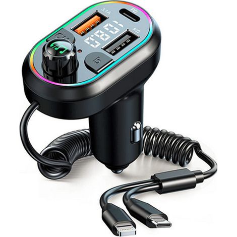 Trasmettitore FM Bluetooth per auto, lettore MP3, kit vivavoce, adattatore radio con caricatore USB (1/5)