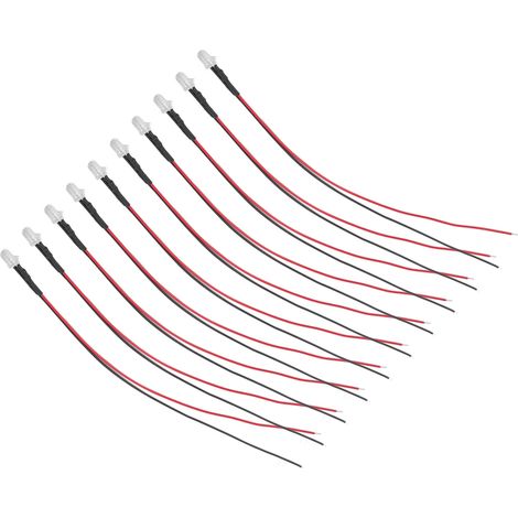 10pcs Diodes électroluminescentes 5mm précâblées LED bleues pour décoration 5-12V (1/5)
