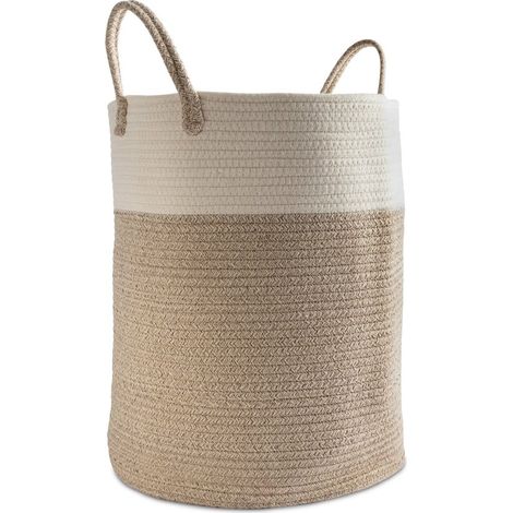 Panier à linge / panier de rangement - 52 L - Rond - Avec poignées - Coton - Pliable - Pour linge et jouets (1/5)