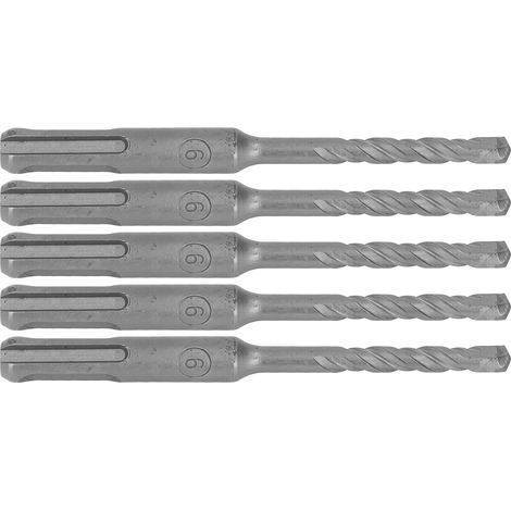 Foret béton carbure 5 pièces, foret spiral 2 goujures pour brique pierre, diamètre 6 mm/0,24 po, longueur 110 mm, perçage impact (1/5)