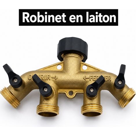 Distributeur d'arrosage 4 voies laiton brut filetage européen 3/4 25.3 460 g – Livraison gratuite