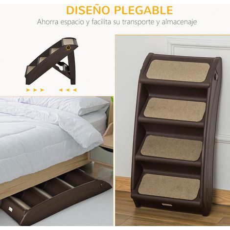 Marchepied portable pour chiens et chats avec tapis antidérapants pour lit et canapé. capacité de charge 20 kg. 62 x 38 x 49.5 cm. marron (1/5)