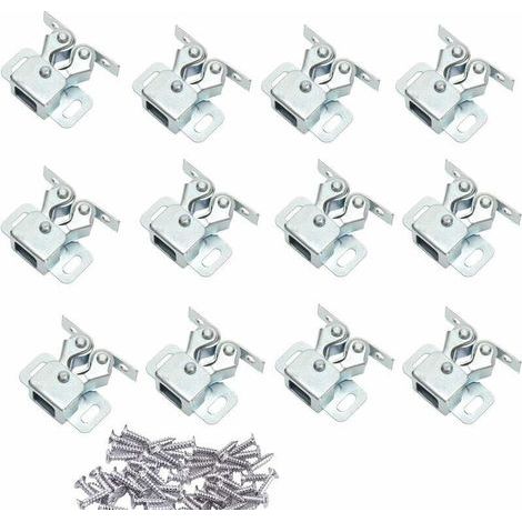 Lot de 12 Loqueteau d'Armoire à Double Rouleaux Fermetures Loquets pour Portes Laiton Poli Fermoire pour Portes Ferme-Portes pour Portes Placards Tiroirs Armoire - Zingué (1/5)
