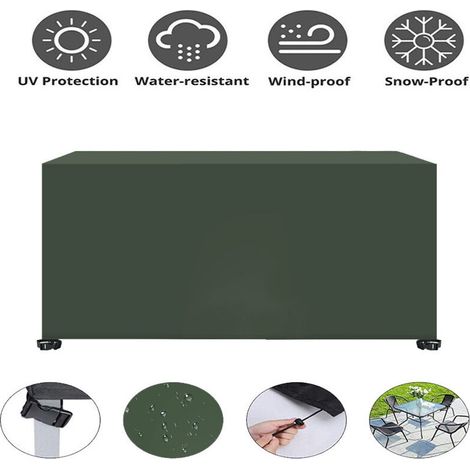 Copertura per tavolo da esterno per patio, 242162100 cm, impermeabile, con protezione UV, resistente, colore verde (1/5)