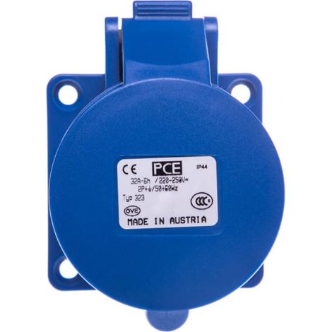 Presa da pannello 32A 3P 230V /70x70/ blu IP44 323-6