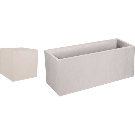 Pack Jardinière rectangulaire 100 x 40 x 43,5 cm + Jardinière carrée 40 cm - Beige calcaire - Eda