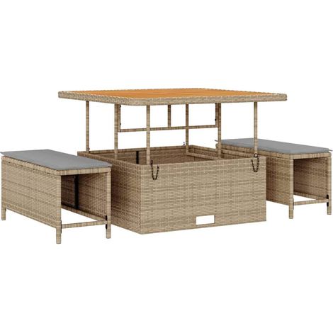Maison Exclusive - Garten Essgruppe Beige Poly-Rattan