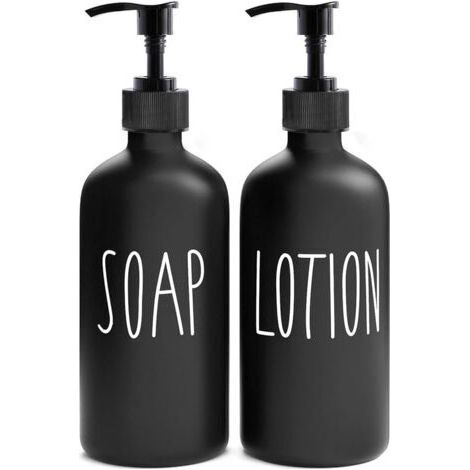 Lot de 2 distributeurs en verre noir, salle de bain et douche (1/5)
