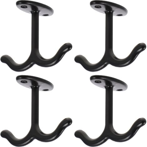 Crochet de plafond, lot de 4 crochets à visser, double fixation, en alliage de zinc, pour ventilateurs de plafond, paniers de fleurs, vestes, noirxx (1/5)