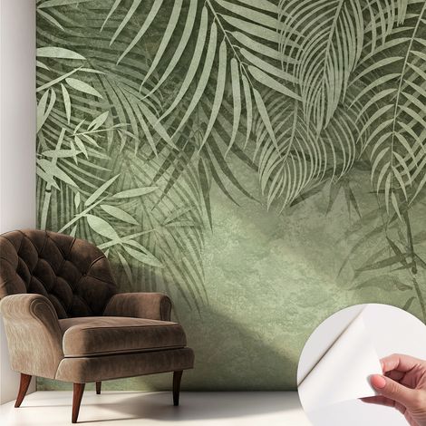 Papier peint adhésif décoratif avec colle pour salon chambre et bureau Installation rapide Paradis de bambous 250x250 cm (1/5)