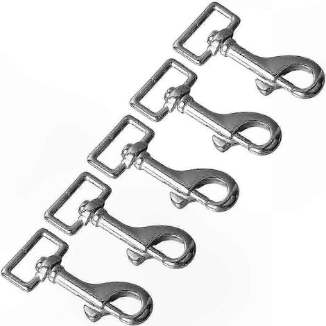 Lot de 5 mousquetons carrés 27mm, crochets pivotants 360°, manilles à ressort en acier inoxydable 316 résistant, pour ceintures, laisses pour chien et usage extérieur. (1/5)