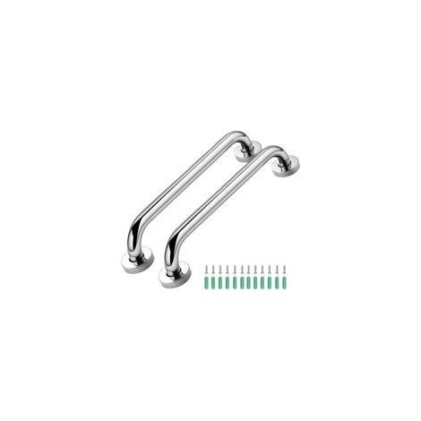 Lot de 2 barres d'appui de salle de bain en acier inoxydable, barres d'appui de toilettes, barres de douche, barre d'appui de salle de bain coudée de 43,5 cm, rampe en acier inoxydable, toilettes, ram (1/5)