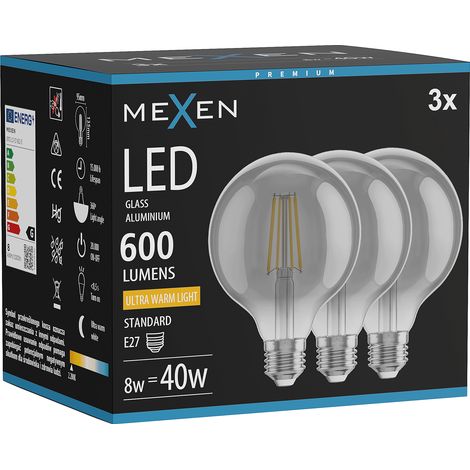 Mexen Vintis 3x Ampoule filament LED E27, G95, 8W, Chaude - 2200K, 600 lm, fumée - L157-E27-0822-70x03 (1/5)