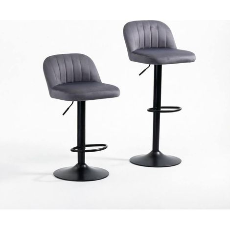 CHICFURN Taburete de bar ajustable 43 x 45 x 81 a 101 cm gris y negro juego de 2 con respaldo (1/5)