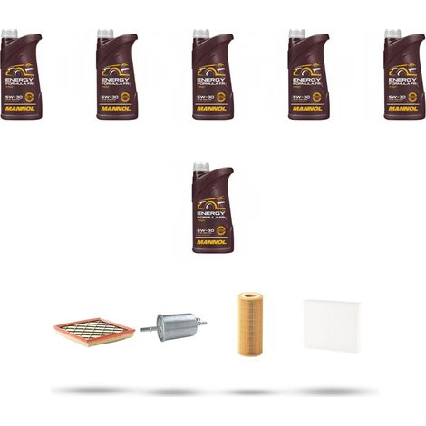 Kit tagliando 4 FILTRI e 6L OLIO compatibile con Volvo C30 2.5 T5 169Kw dal 2007 al 2012