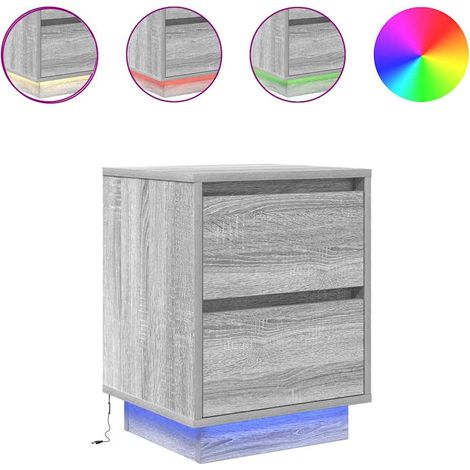 Maison Exclusive - Nachttisch mit LED-Leuchten Grau Sonoma 38x34x