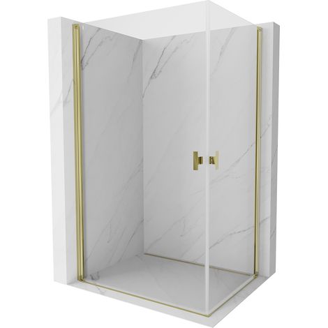 Mexen Mist-B Duo Duschkabine schwenkbar 90 x 75 cm, transparent, gold - 8A2-090-075-50-00 (1/5)