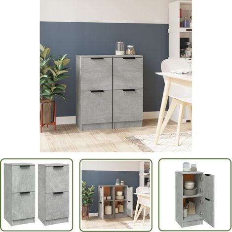 The Living Store Sideboards 2 Stk. Betongrau 30x30x70 cm Holzwerkstoff - Sideboard - Regal - Wohnraumgestaltung - Holzwerkstoff - Grau (1/5)