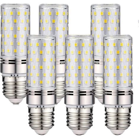 Lot de 6 ampoules LED E27 -16 W Blanc froid 6000 K 1600 lm (équivalent à une ampoule halogène de 150 W) AC 200-240 V, non dimmable, grand culot à visser E27 LED, angle de faisceau 360° (1/5)